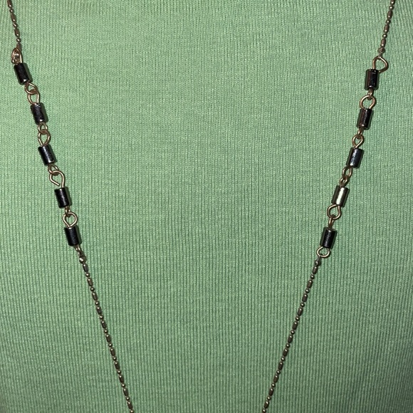 Vintage Egyptian Revival 1960’s Turquoise & Silver Necklace. 34” length. - Picture 5 of 6